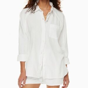 Aritzia Wilfred Free Boyfriend White Button-Down Shirt